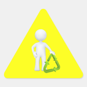 Green Recycle Symbol & Man Triangle Sticker