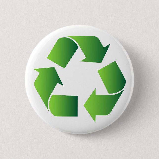 Green Recycle Symbol Pinback Button (Front)
