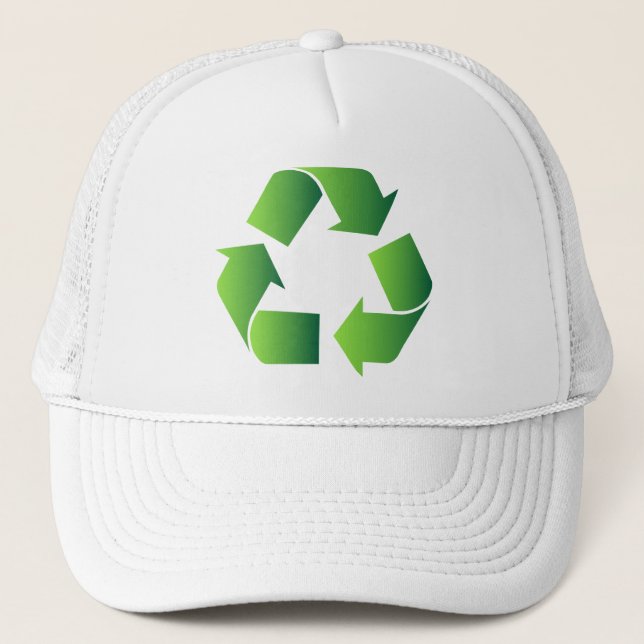 Green Recycle Symbol Trucker Hat (Front)