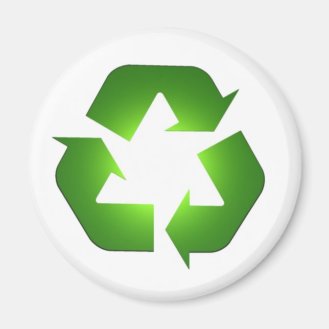 Green recycling icon in 3D Magnet (Front)