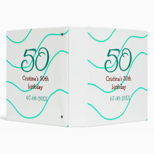 Green red 50 birthday anniversary add name date p 3 ring binder