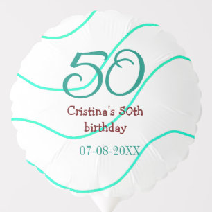 Green red 50 birthday anniversary add name date p balloon