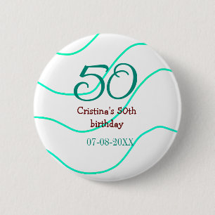 Green red 50 birthday anniversary add name date p button