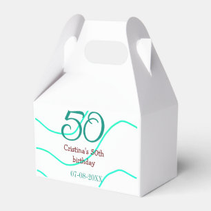 Green red 50 birthday anniversary add name date p favor boxes