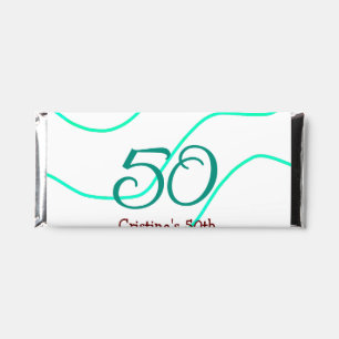 Green red 50 birthday anniversary add name date p hershey bar favors