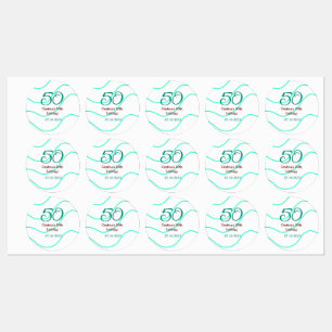 Green red 50 birthday anniversary add name date p labels