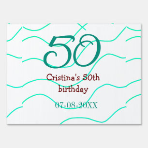 Green red 50 birthday anniversary add name date p sign