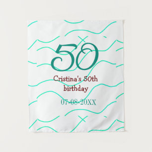 Green red 50 birthday anniversary add name date p tapestry