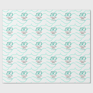 Green red 50 birthday anniversary add name date p wrapping paper