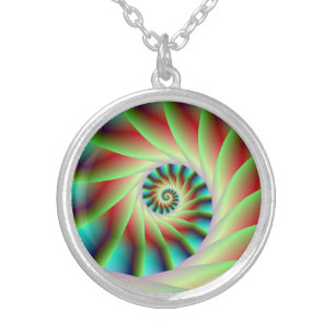 Green Red and Blue Spiral Steps Necklace