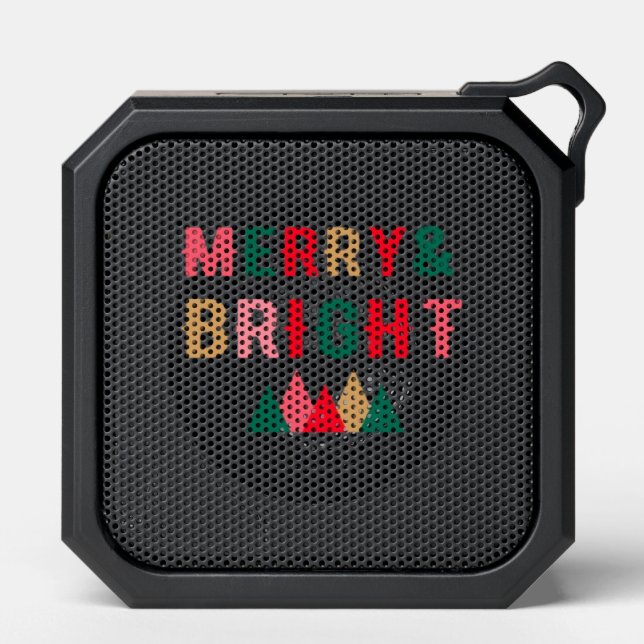 Green Red and Brown Bold Typography Bluetooth Speaker (Front)