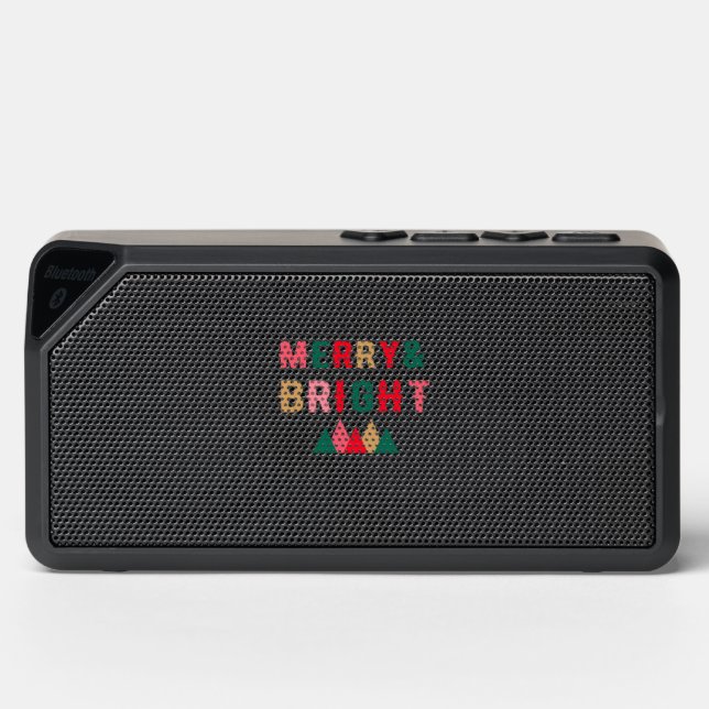 Green Red and Brown Bold Typography Bluetooth Speaker (Front)
