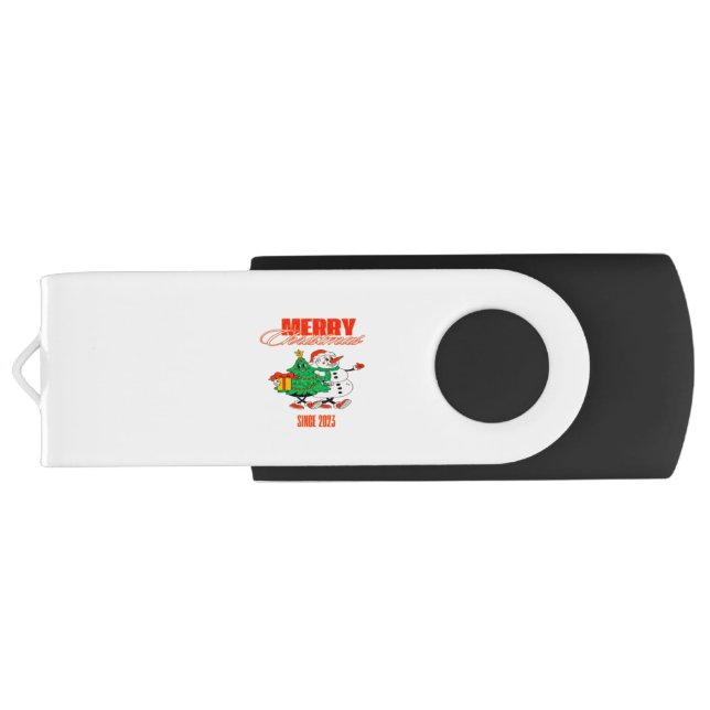 Green Red and Brown Bold Typography Flash Drive (Back)