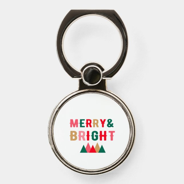 Green Red and Brown Bold Typography Phone Ring Stand (Front)