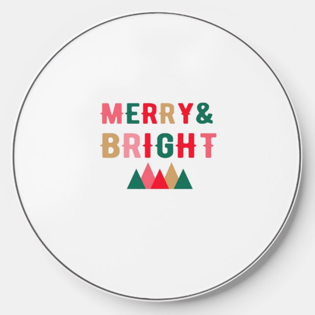 Green Red and Brown Bold Typography Wireless Charger (Front)