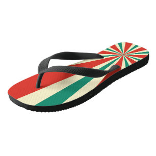 Green, Red and Cream Radial Flip Flops
