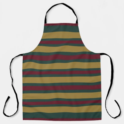 Green Red And Gold Christmas Candied Striped Apron