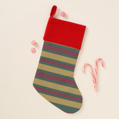 Green Red And Gold Christmas Candied Striped Christmas Stocking