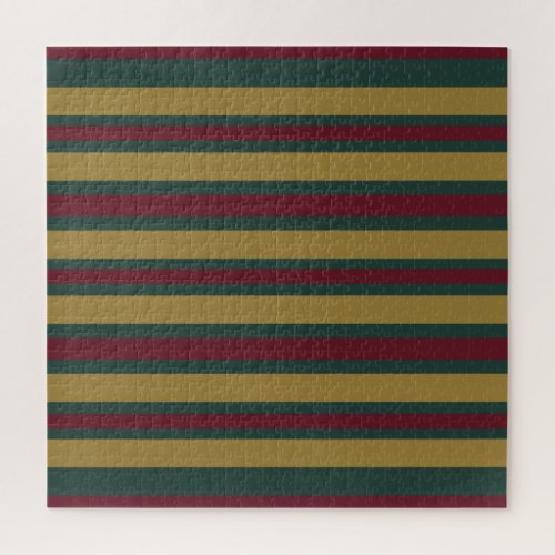 Green Red And Gold Christmas Candied Striped Jigsaw Puzzle