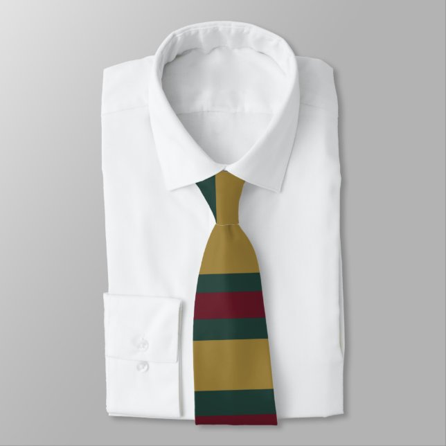 Green Red And Gold Christmas Candied Striped Neck Tie (Tied)