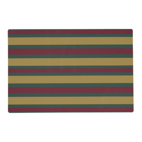 Green Red And Gold Christmas Candied Striped Placemat