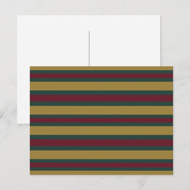 Green Red And Gold Christmas Candied Striped Postcard (Front/Back)