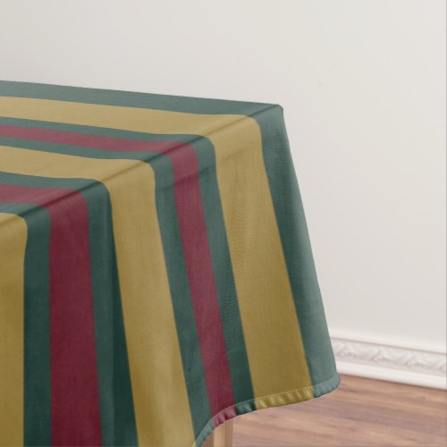 Green Red And Gold Christmas Candied Striped Tablecloth