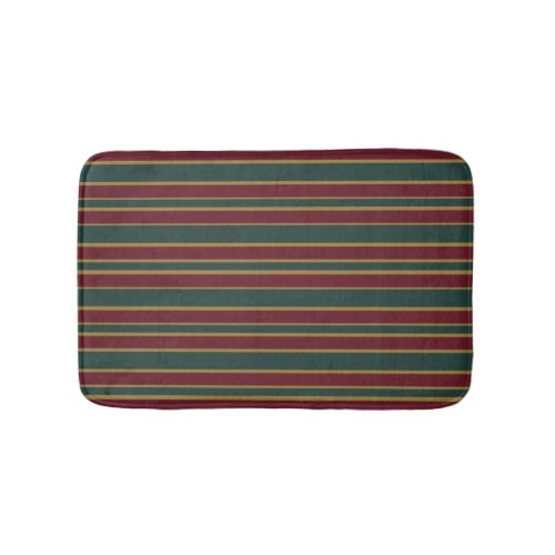 Green Red And Gold Christmas Candy Stripes Bath Mat