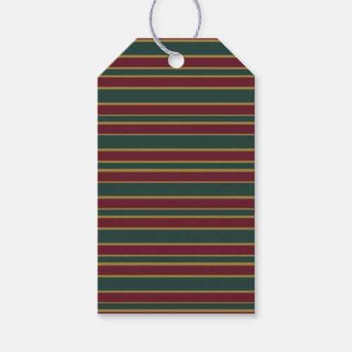 Green Red And Gold Christmas Candy Stripes Gift Tags