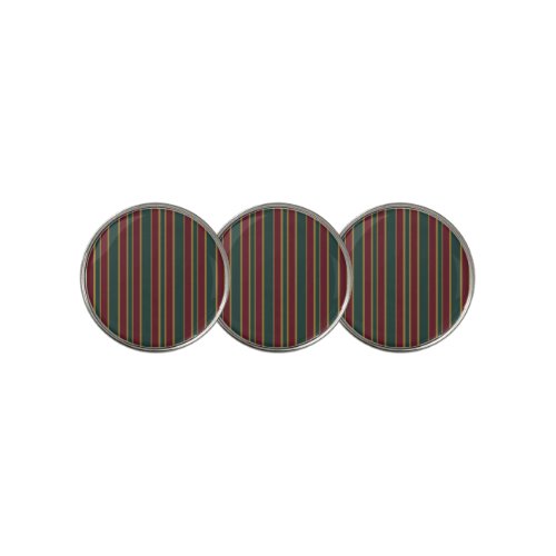 Green Red And Gold Christmas Candy Stripes Golf Ball Marker