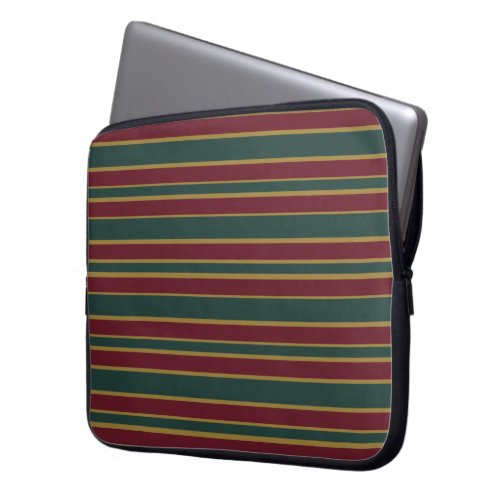 Green Red And Gold Christmas Candy Stripes Laptop Sleeve