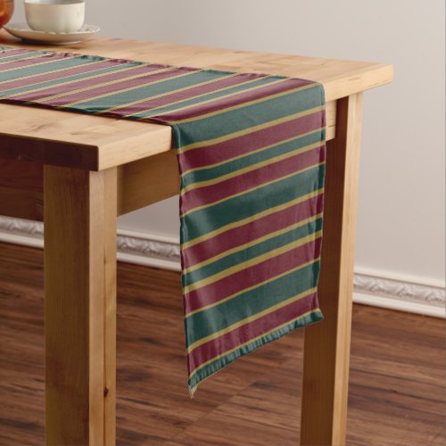 Green Red And Gold Christmas Candy Stripes Short Table Runner