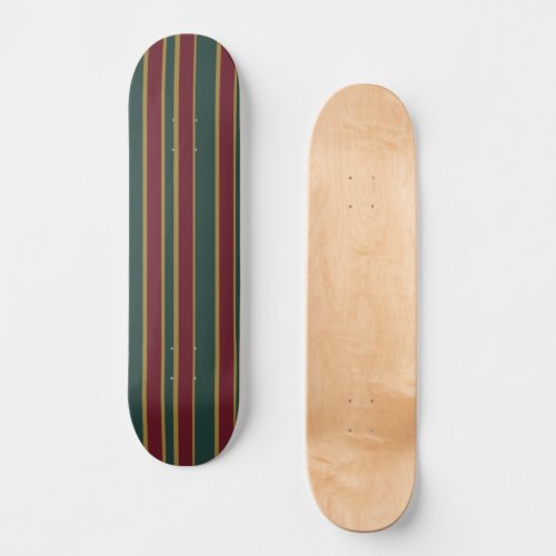 Green Red And Gold Christmas Candy Stripes Skateboard