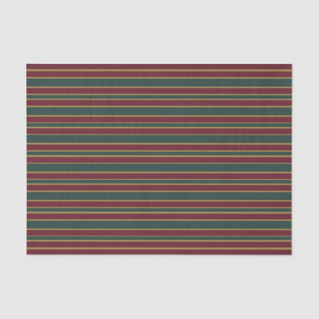 Green Red And Gold Christmas Candy Stripes Tissue Paper (Front)