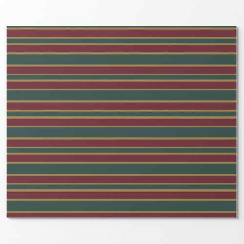 Green Red And Gold Christmas Candy Stripes Wrapping Paper
