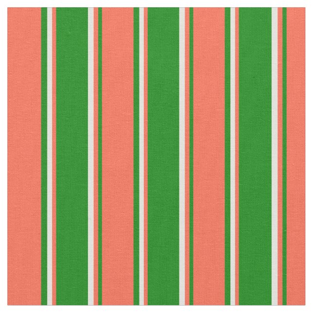 Green, Red, and Light Yellow Pattern of Stripes Fabric (Close Up)