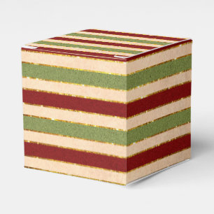 Green, Red and old Foil Striped Christmas Pattern Favor Boxes