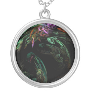 Green Red and Purple Swirled Necklace