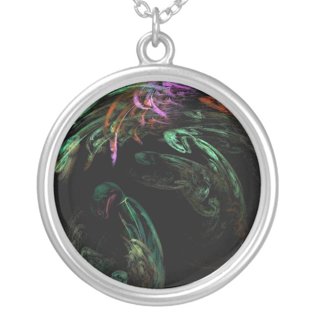 Green Red and Purple Swirled Necklace (Front)