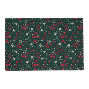 Green red and white Christmas flowers Placemat