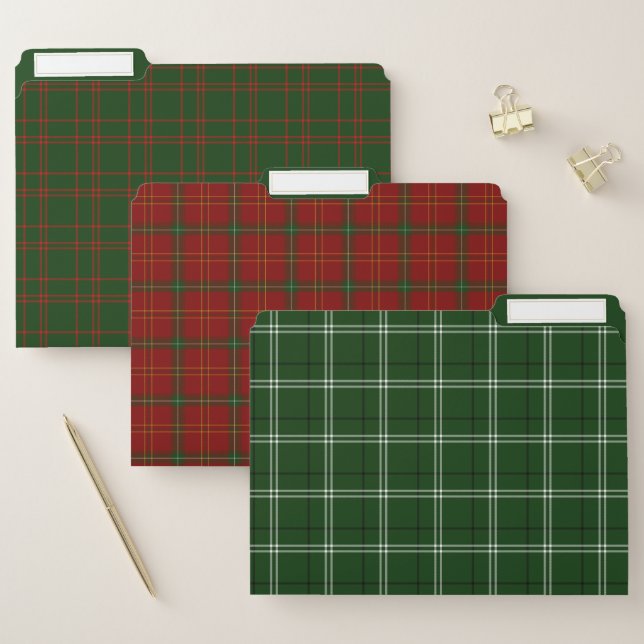  Green, Red and White Plaid File Folder (Set)