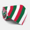 Green, red and white striped tie
