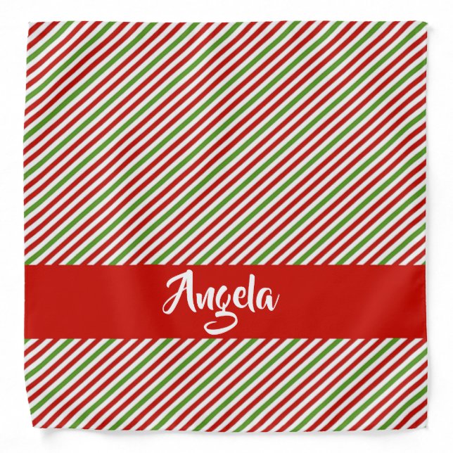 Green, red and white stripes bandana (Front)