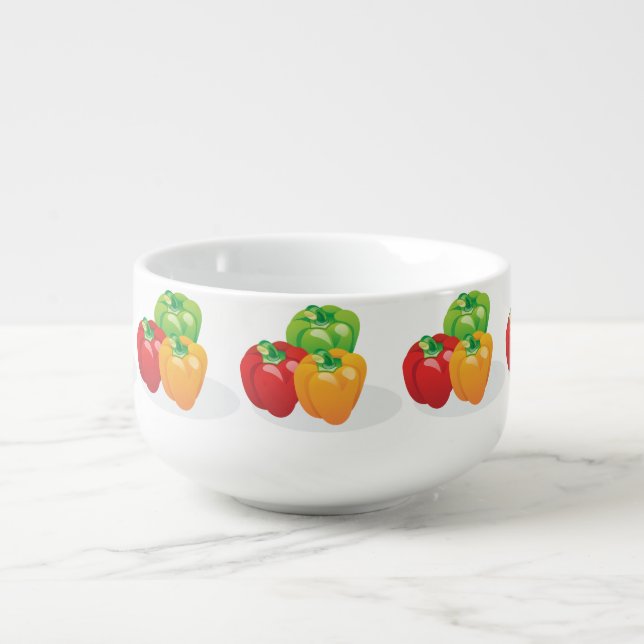 Green, Red and Yellow Peppers Chili Bowl (Front)