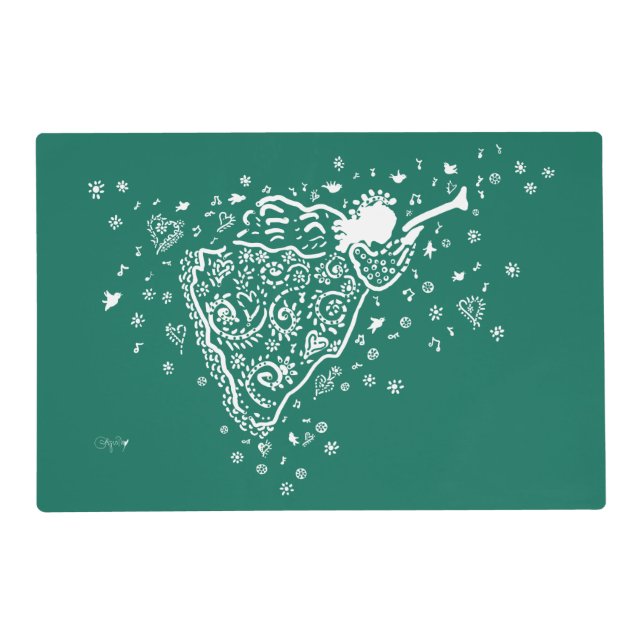Green/Red Angel Laminated Placemat (Front)