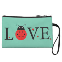 Green, Red & Black 'Love' Ladybugs Cosmetics Bag