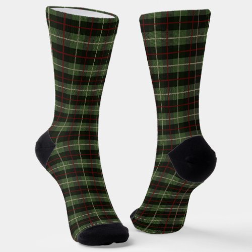 Green Red Black Plaid Tartan Plaid  Socks