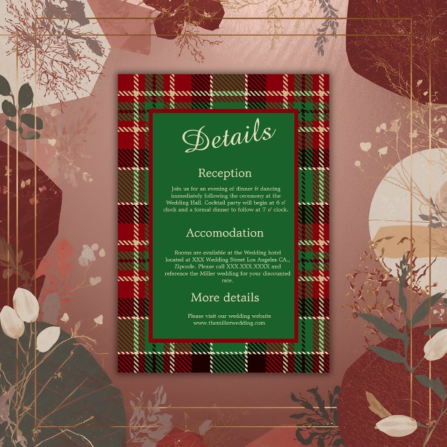 green red black scottish celtic tartan wedding enclosure card (Creator Uploaded)