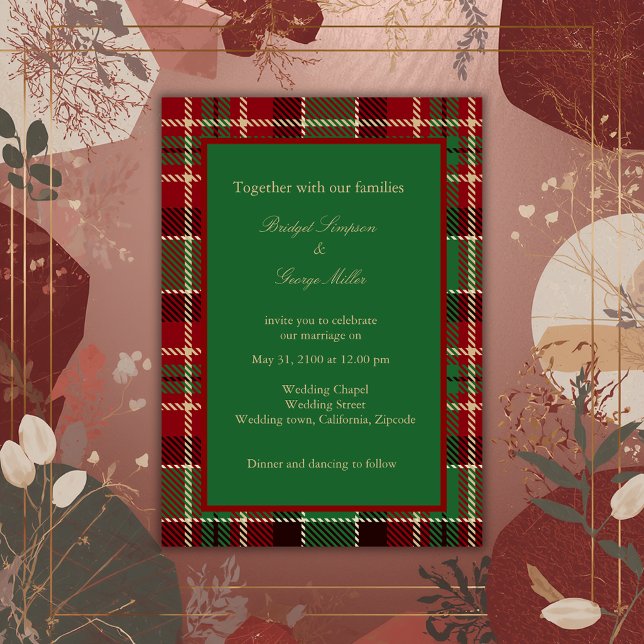 green red black scottish celtic tartan wedding invitation (Creator Uploaded)