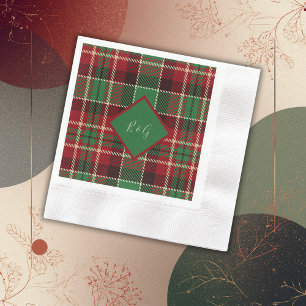green red black scottish celtic tartan wedding napkins